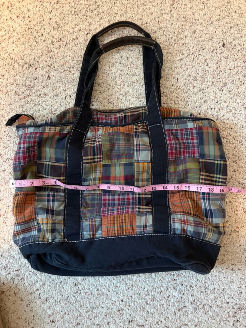 Vintage J Crew Patchwork Plaid Tote Bag - Multicolor